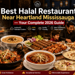 Pakistani halal restaurant near Heartland Mississauga serving sizzling karahi, BBQ platters, naan, and desserts in an elegant family-friendly setting.