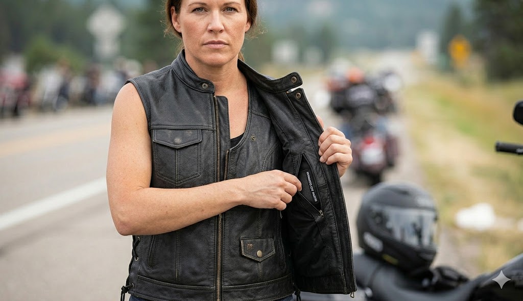 womens leather motorcycle vests